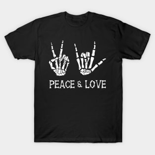 Peace and Love Skeleton Hands T-Shirt